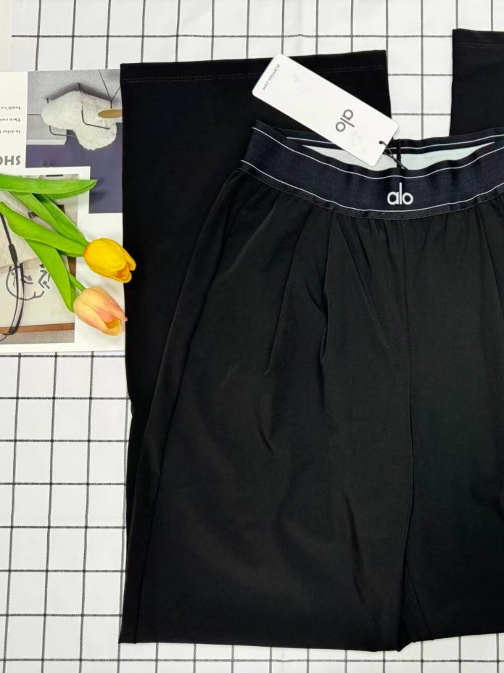 NWT 😃 Women’s Black High Rise Wide Leg Trousers  From ALO Yoga - Size:XS 👖 - Picture 3 of 9